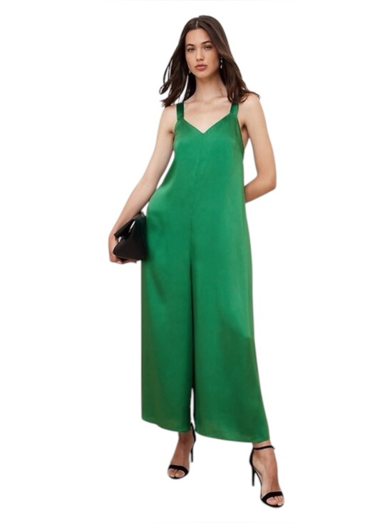 Banana Republic Pants - SILKY TWILL WIDE-LEG JUMPSUIT banana republic nwt Green Wide-Leg Satin Jumpsuit